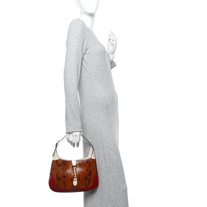 Gucci Snakeskin Calfskin Small Jackie 1961 Hobo Brown Multicolor 2 of 13