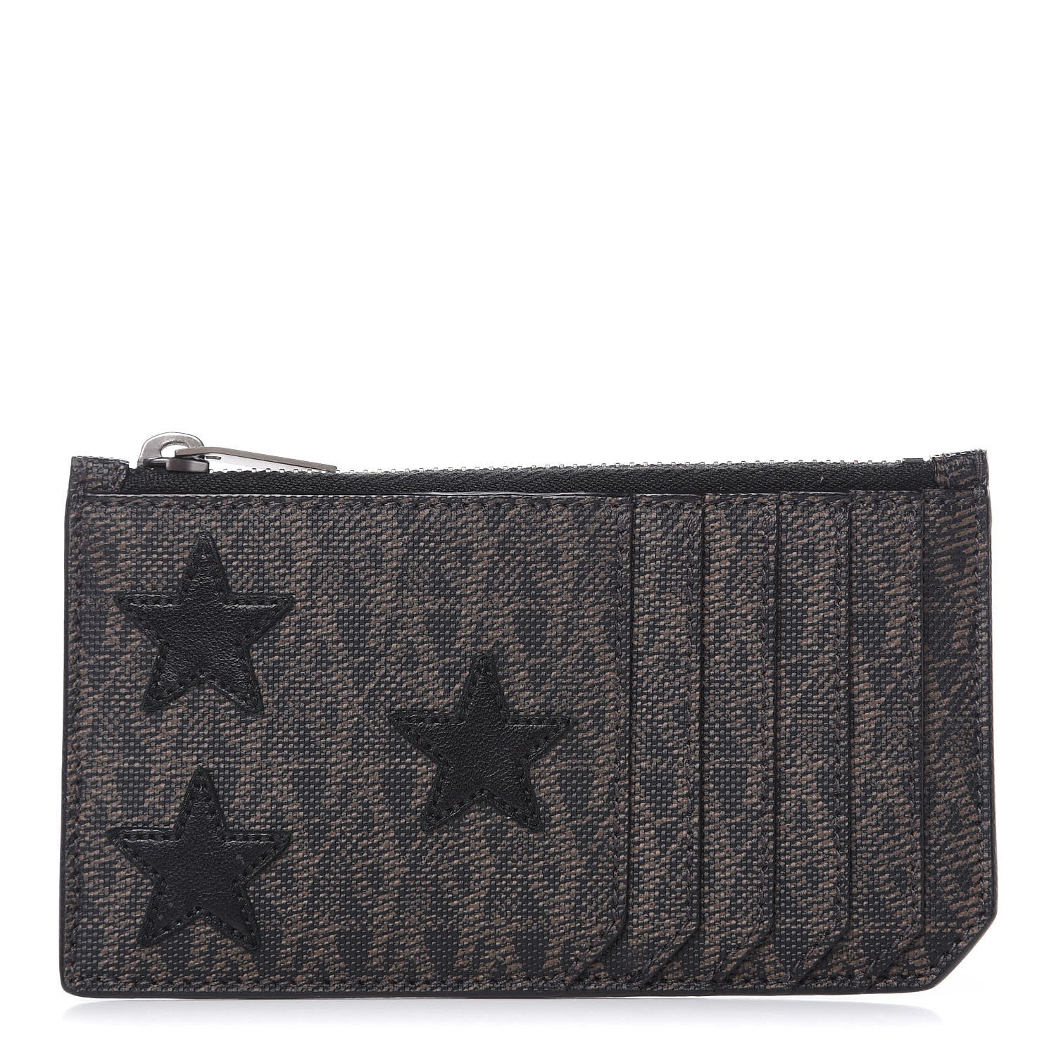 Saint Laurent Classic Toile Monogram Stars 5 Fragments Zip Pouch Card Holder Black 1 of 7