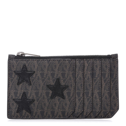 Saint Laurent Classic Toile Monogram Stars 5 Fragments Zip Pouch Card Holder Black 1 of 7