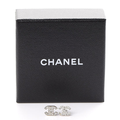 Chanel Crystal Mini Timeless CC Earrings Silver 7 of 7