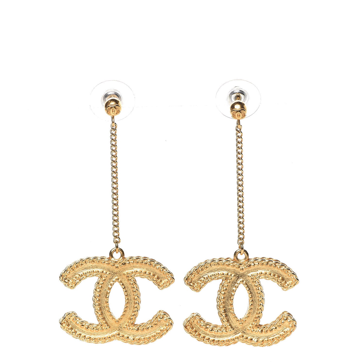 Chanel CC Drop Earrings Matte Gold 1 of 4