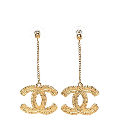 Chanel CC Drop Earrings Matte Gold 1 of 4