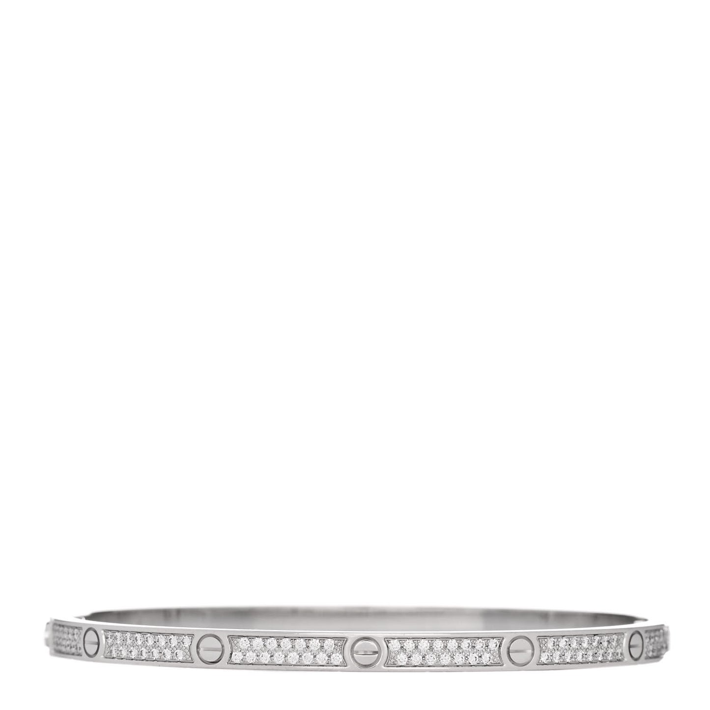 18K White Gold Diamond Small LOVE Paved Bracelet 17