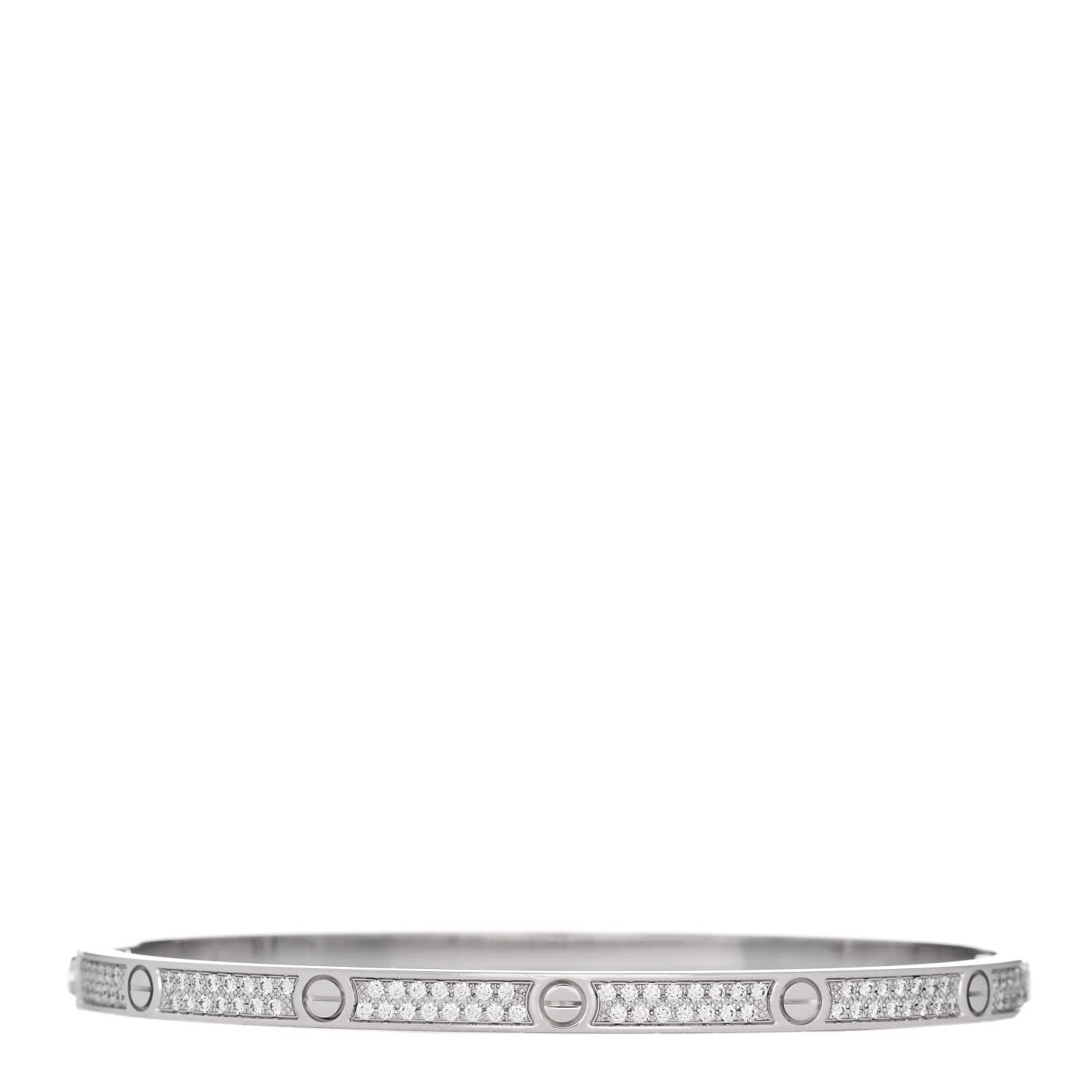 Cartier 18K White Gold Diamond Small LOVE Paved Bracelet 17 2 of 8