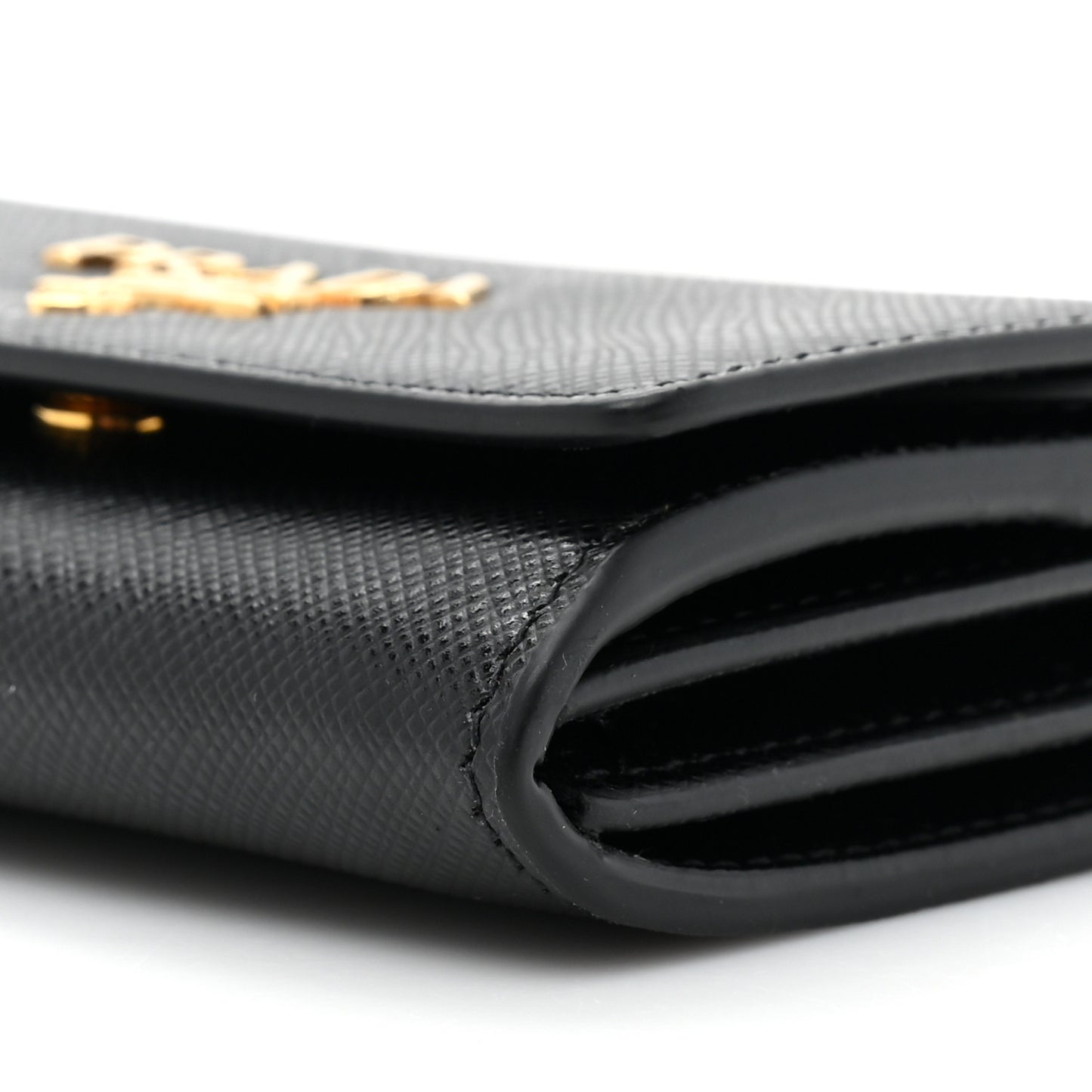 Saffiano Foldover Card Holder Wallet Black