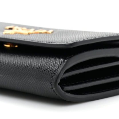 Prada Saffiano Foldover Card Holder Wallet Black 10 of 12
