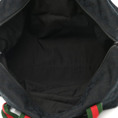 Gucci GG Monogram Web Large Collapsible Carry On Duffle Bag Black 4 of 9