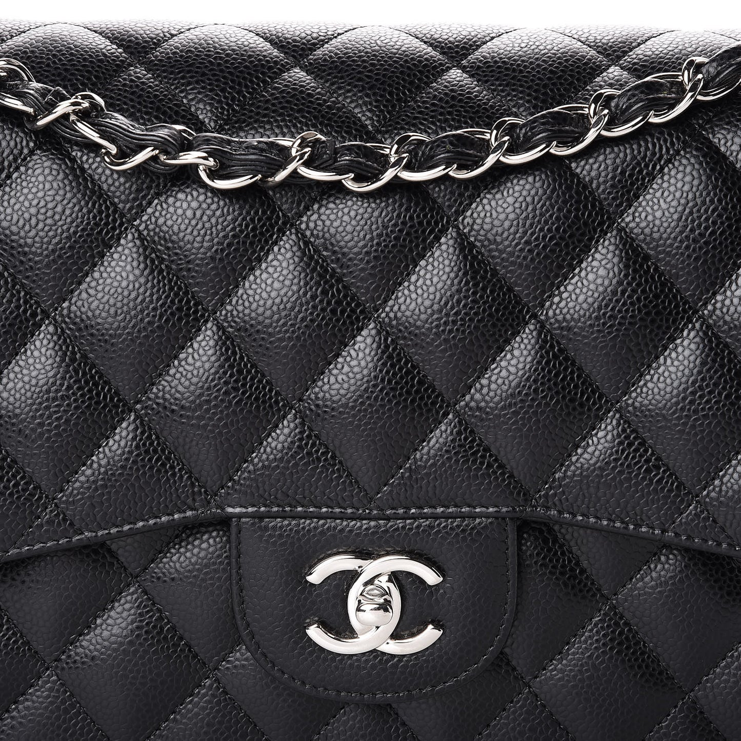 Caviar Quilted Jumbo Double Flap Black
