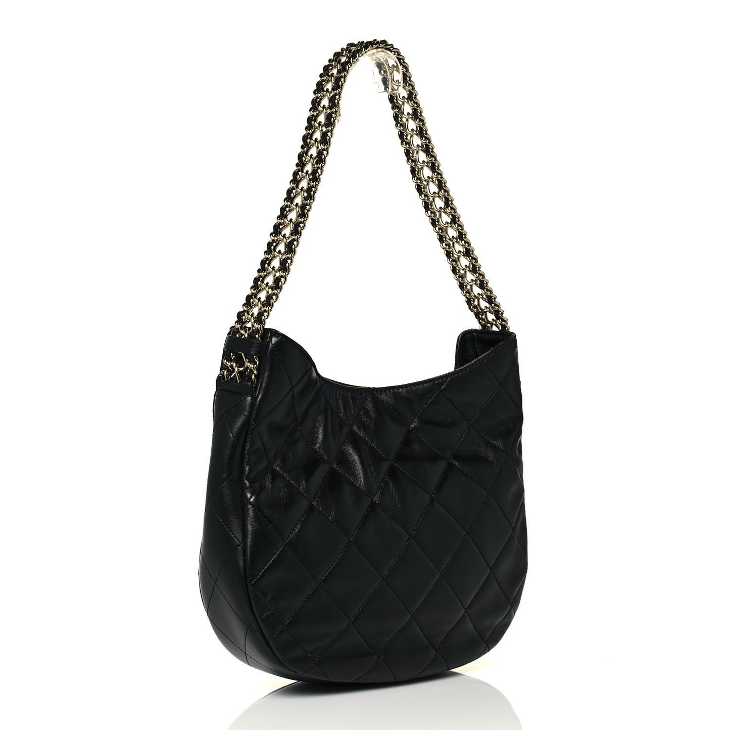 Lambskin Quilted Hobo Black