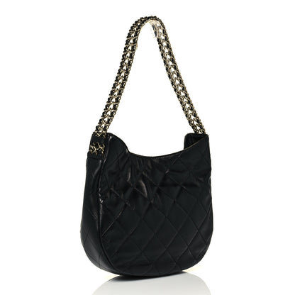 Chanel Lambskin Quilted Hobo Black 3 of 12