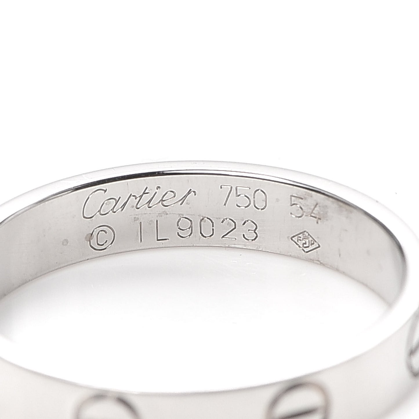 18K White Gold 3.5mm LOVE Wedding Band Ring 54 6.75
