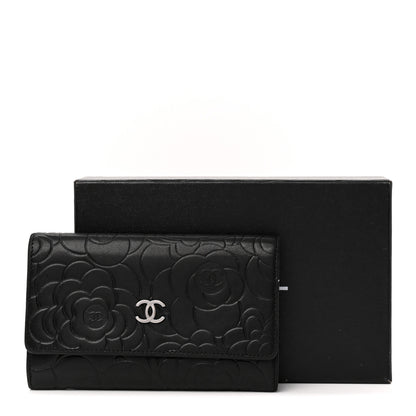 Chanel Lambskin Camellia Embossed Medium Wallet Black 11 of 11