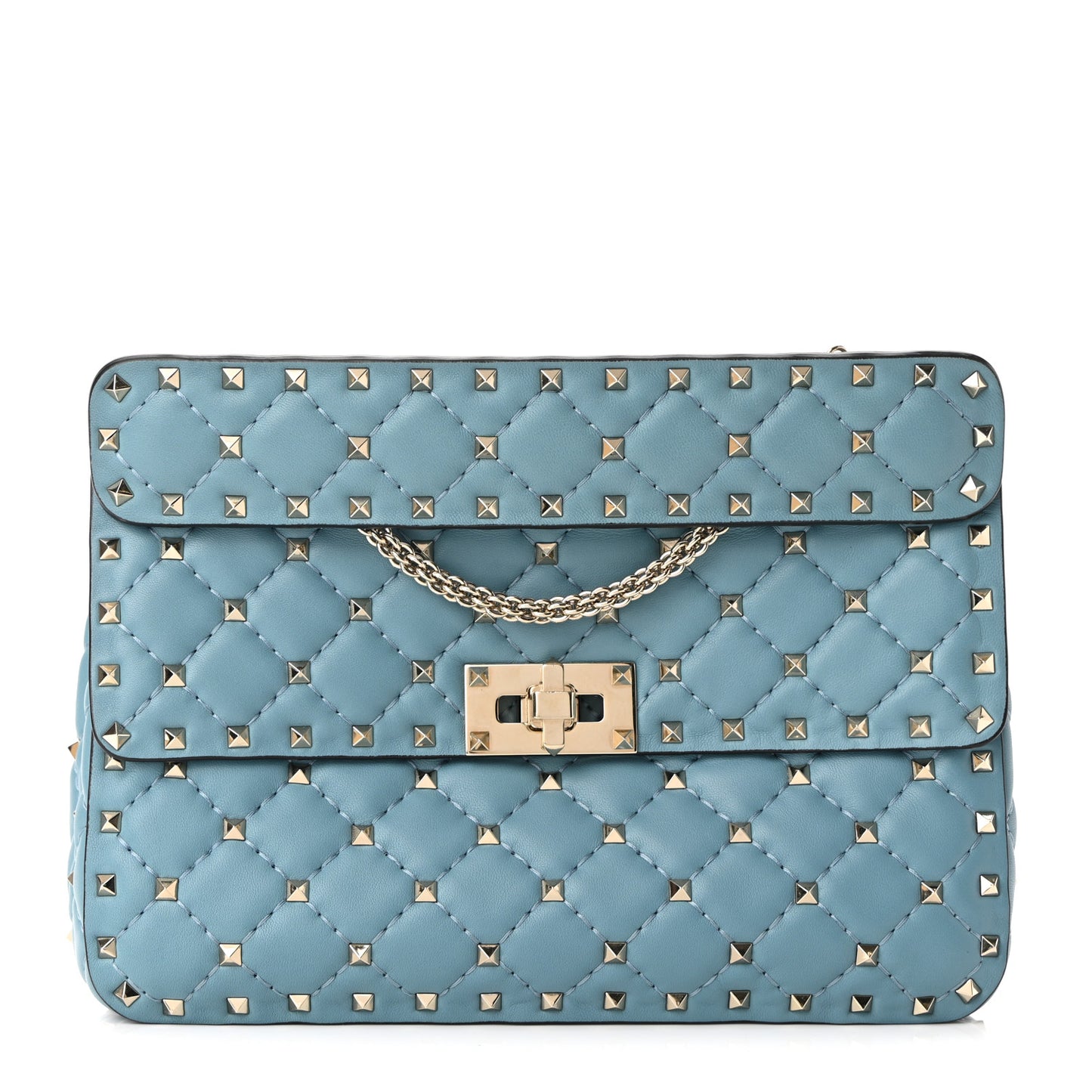 Nappa Medium Rockstud Spike Shoulder Bag Blue