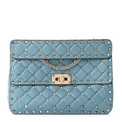 Valentino Garavani Nappa Medium Rockstud Spike Shoulder Bag Blue 1 of 9