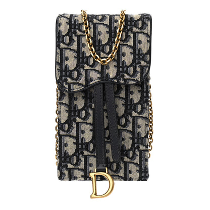 Christian Dior Oblique Vertical Saddle Pouch Blue 1 of 9