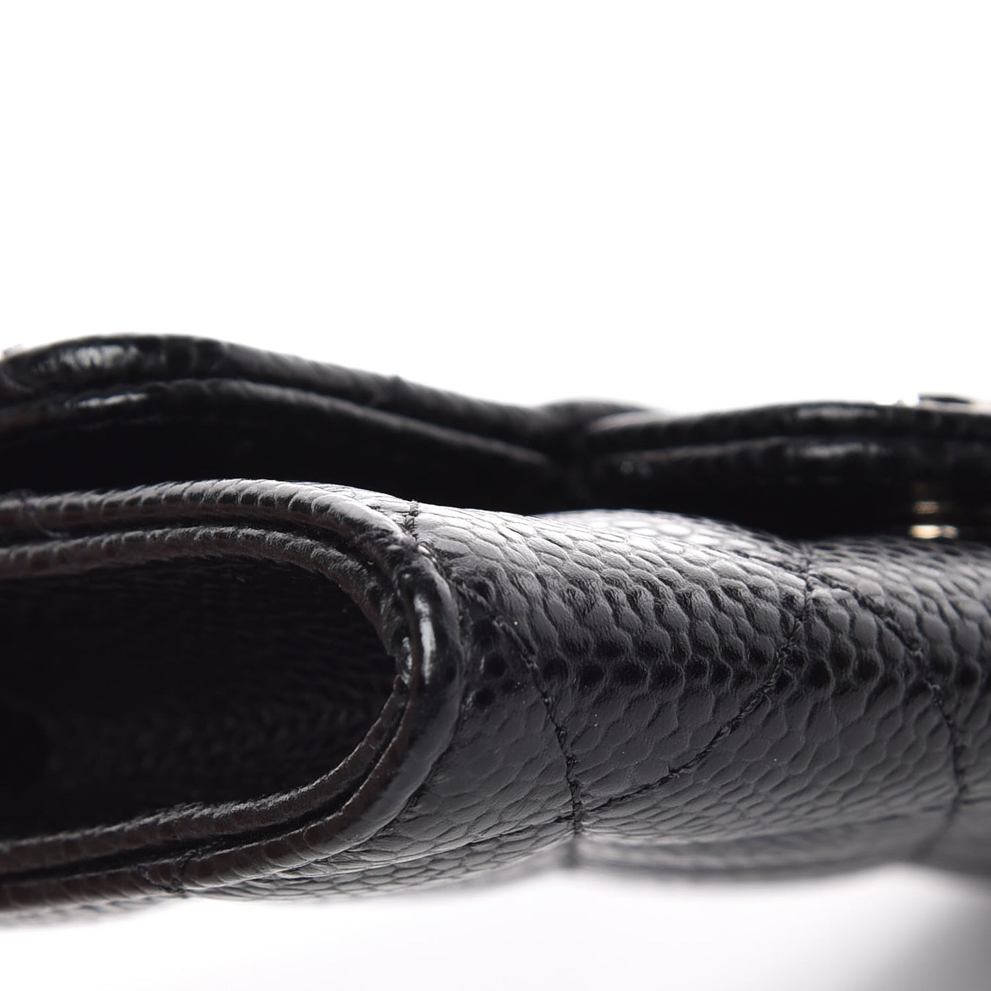 Caviar Quilted Flap Card Holder Black