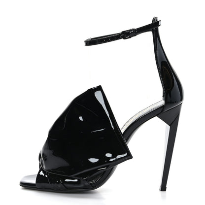 Saint Laurent Patent Calfskin Freja 105 Bow Sandals 36 Black 1 of 7