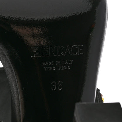 Versace X FENDI Calfskin Crystal Fendace FF Medusa High Heel Mule Sandals 36 Black Multicolor 6 of 12