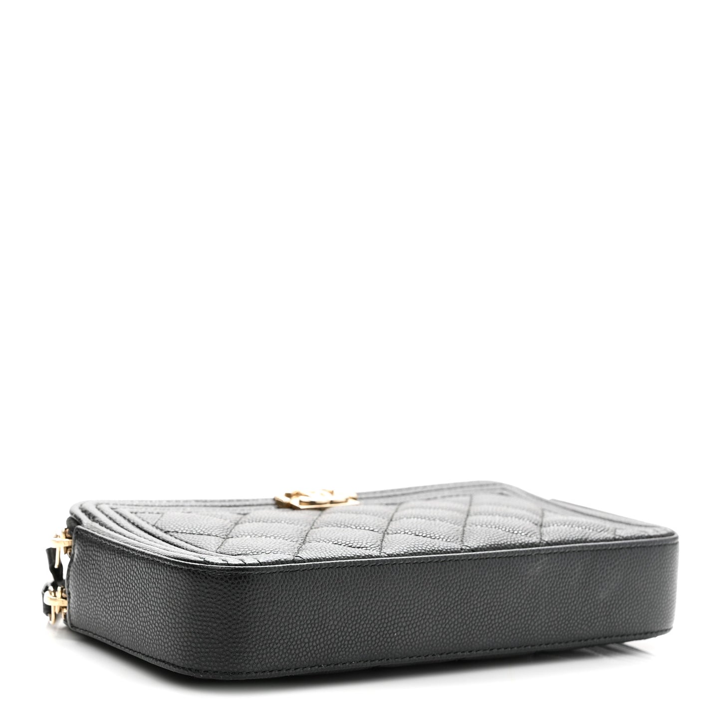 Caviar Quilted Small Boy Clutch With Chain Black
