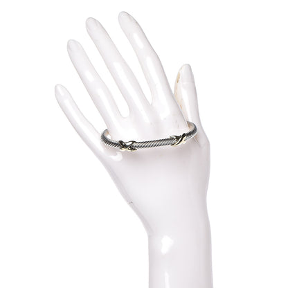 David Yurman Sterling Silver 14K Yellow Gold 5mm Double X Cable Bracelet 2 of 4