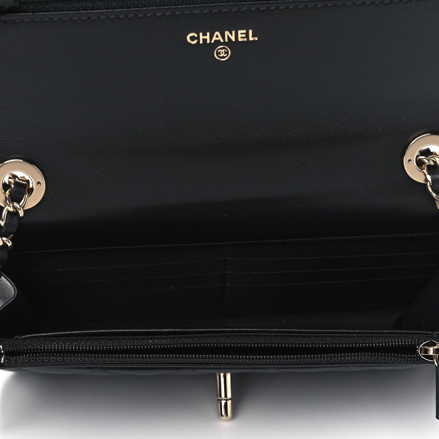 Lambskin Quilted Trendy CC Wallet On Chain WOC Black