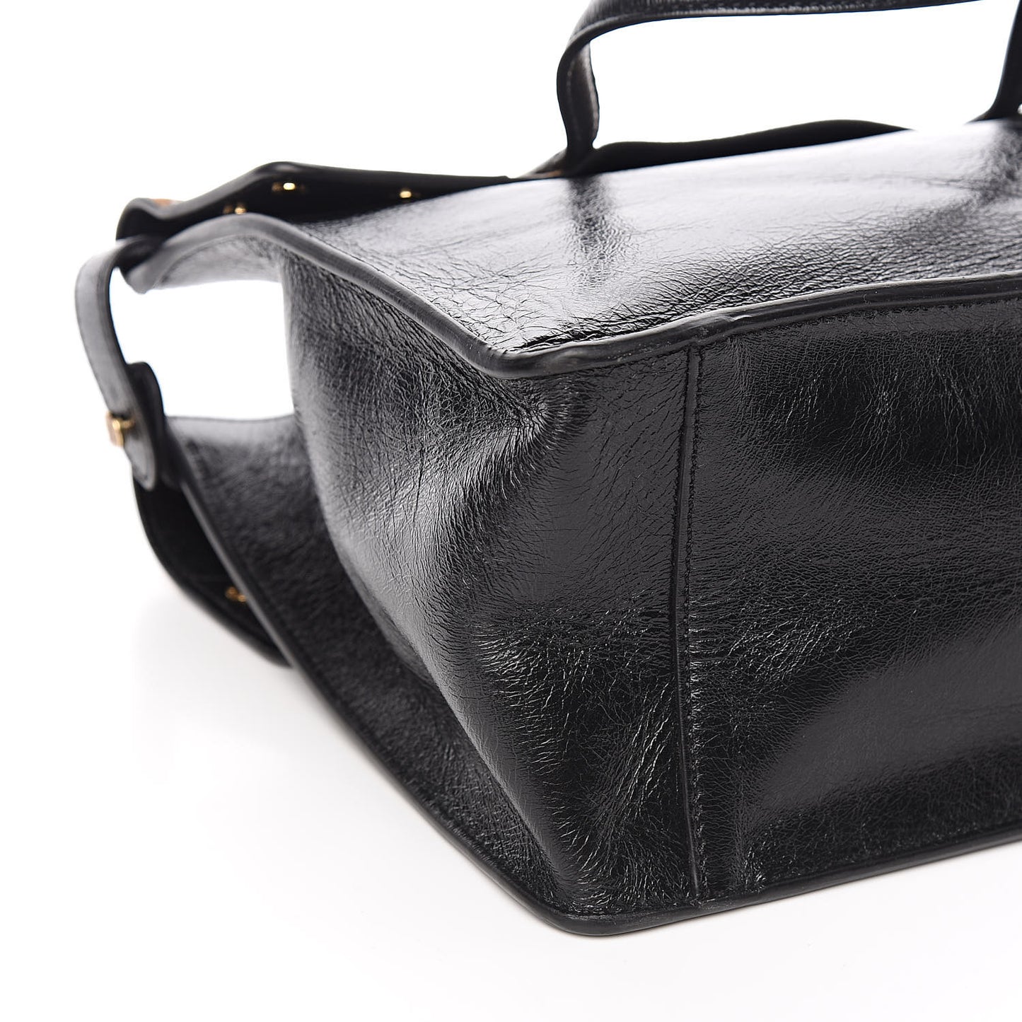 Agnello Old Shine Vitello Go Rain Large Flip Tote Black Marrone