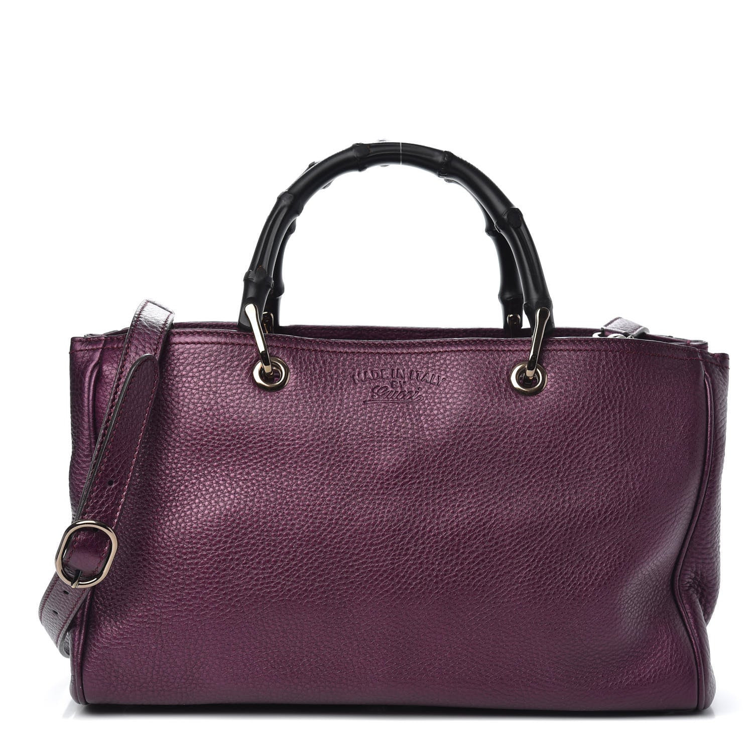 Gucci Pebbled Calfskin Medium Bamboo Shopper Tote Purple 1 of 11