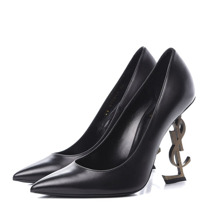 Saint Laurent Calfskin Opyum 110 Pumps 37 Black Gold 3 of 10