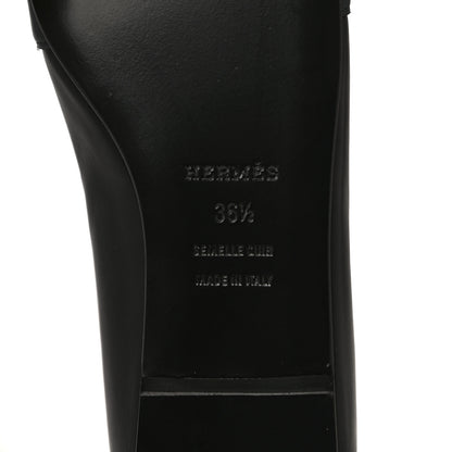 Hermes Box Calfskin Nice Ballerina Flats 36.5 Black Bleu Ardoise Cedre 12 of 14