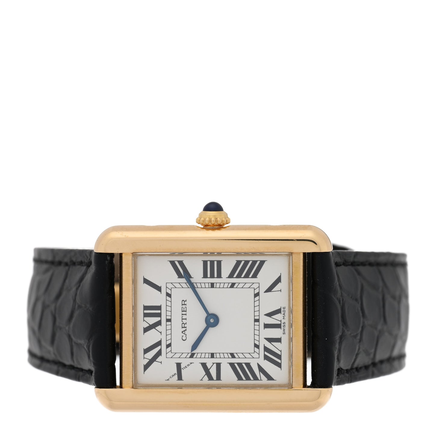 Stainless Steel 18K Yellow Gold Alligator 24mm Tank Solo Quartz Watch
