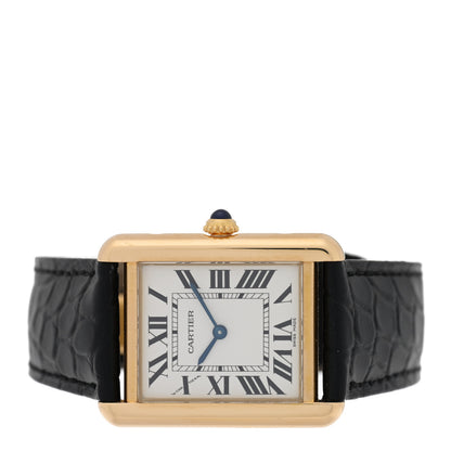 Cartier Stainless Steel 18K Yellow Gold Alligator 24mm Tank Solo Quartz Watch 2 of 4