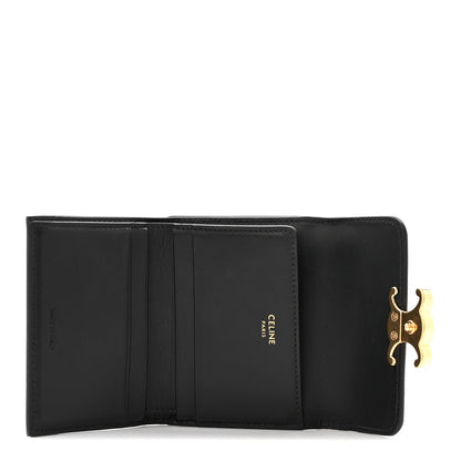 Celine Calfskin Compact Triomphe Wallet With Coin Purse Black 5 of 8