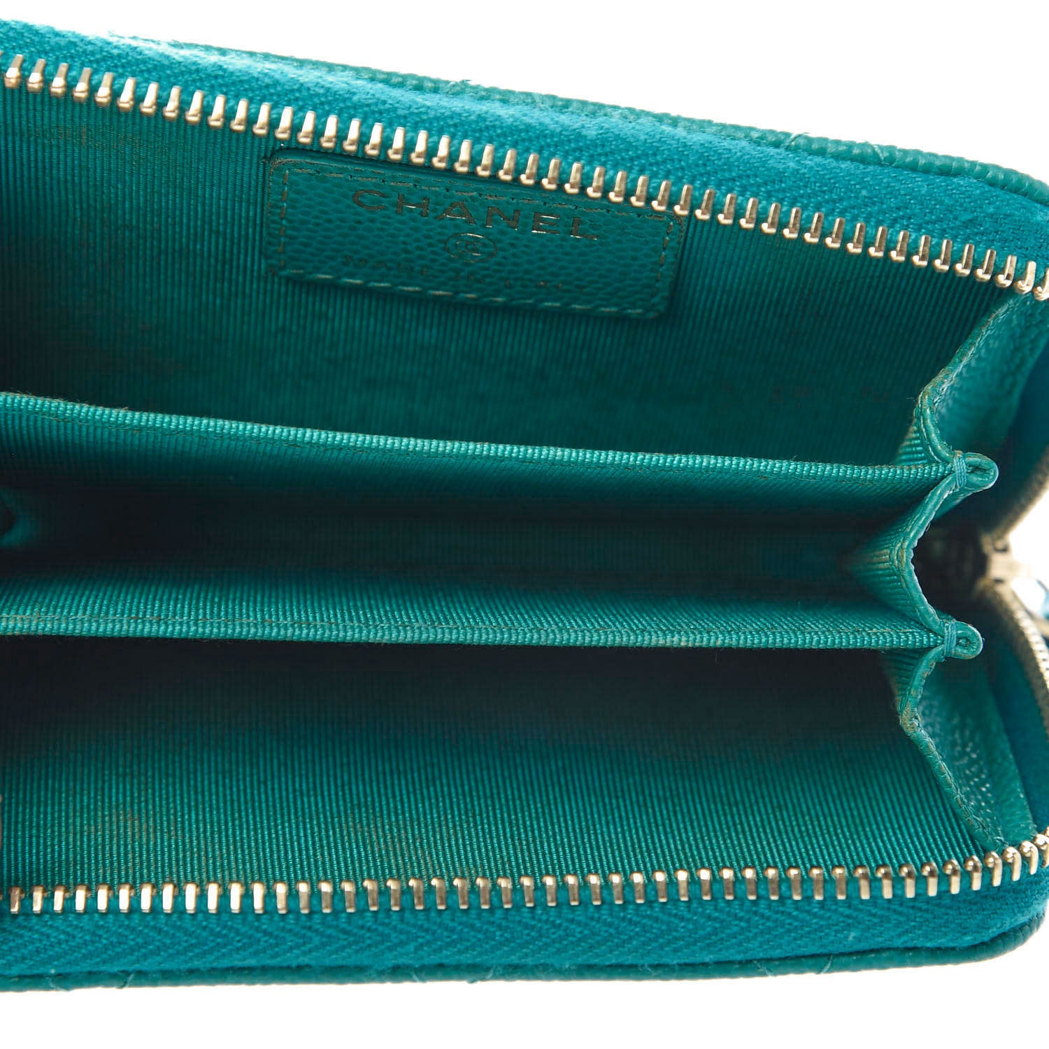Chanel Caviar Quilted Zip Coin Purse Dark Turquoise 5 of 8