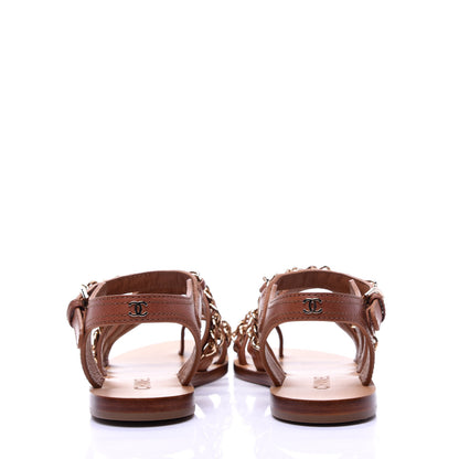 Chanel Calfskin Chain CC Flat Sandals 36 Beige 5 of 10