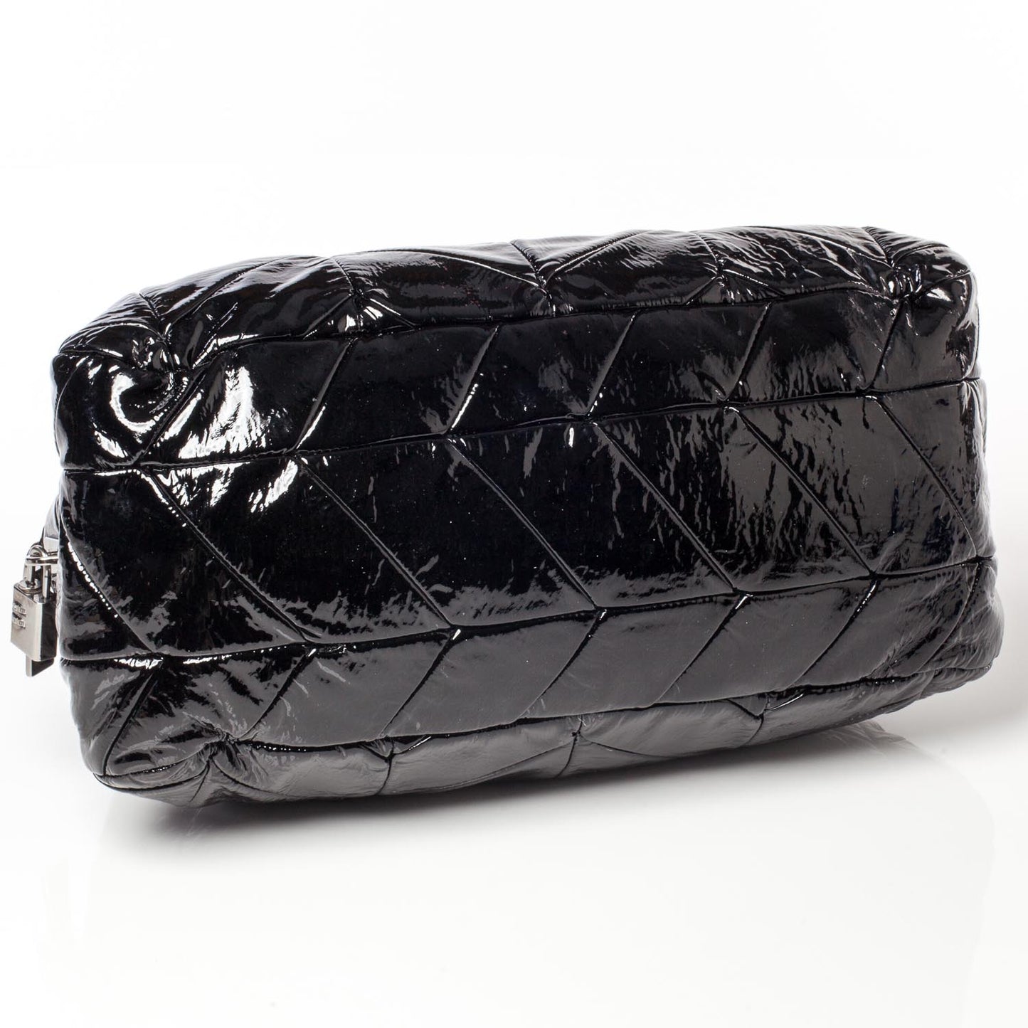 Vernice Chevron Dome Satchel Black