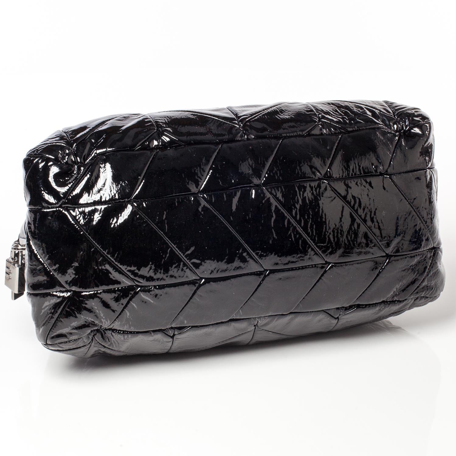 Prada Vernice Chevron Dome Satchel Black 5 of 11