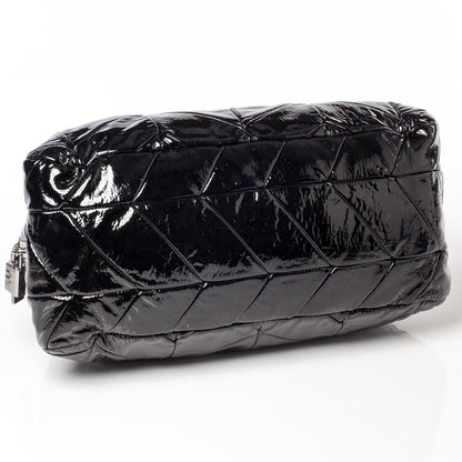 Prada Vernice Chevron Dome Satchel Black 5 of 11