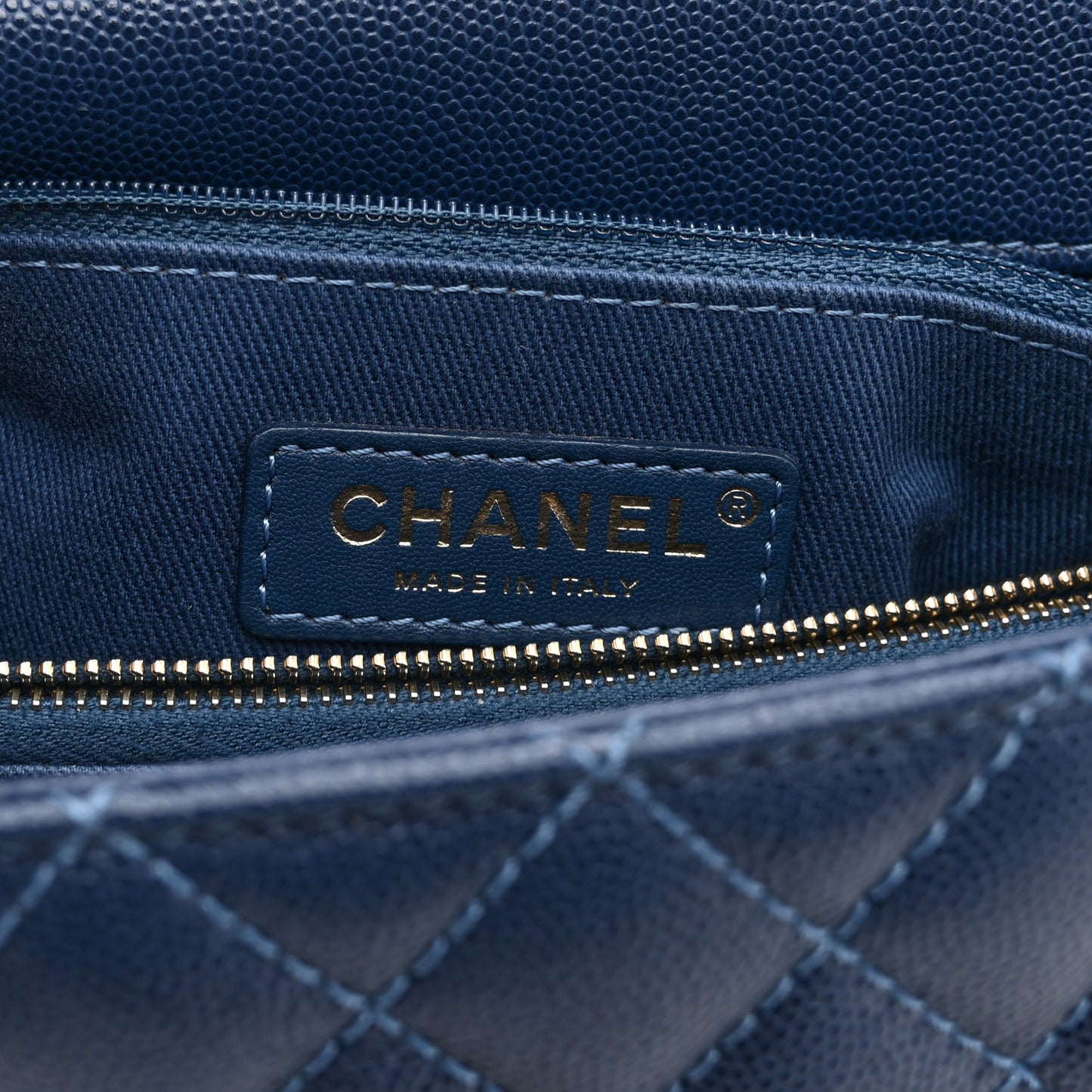 Caviar Quilted Small Coco Handle Flap Blue