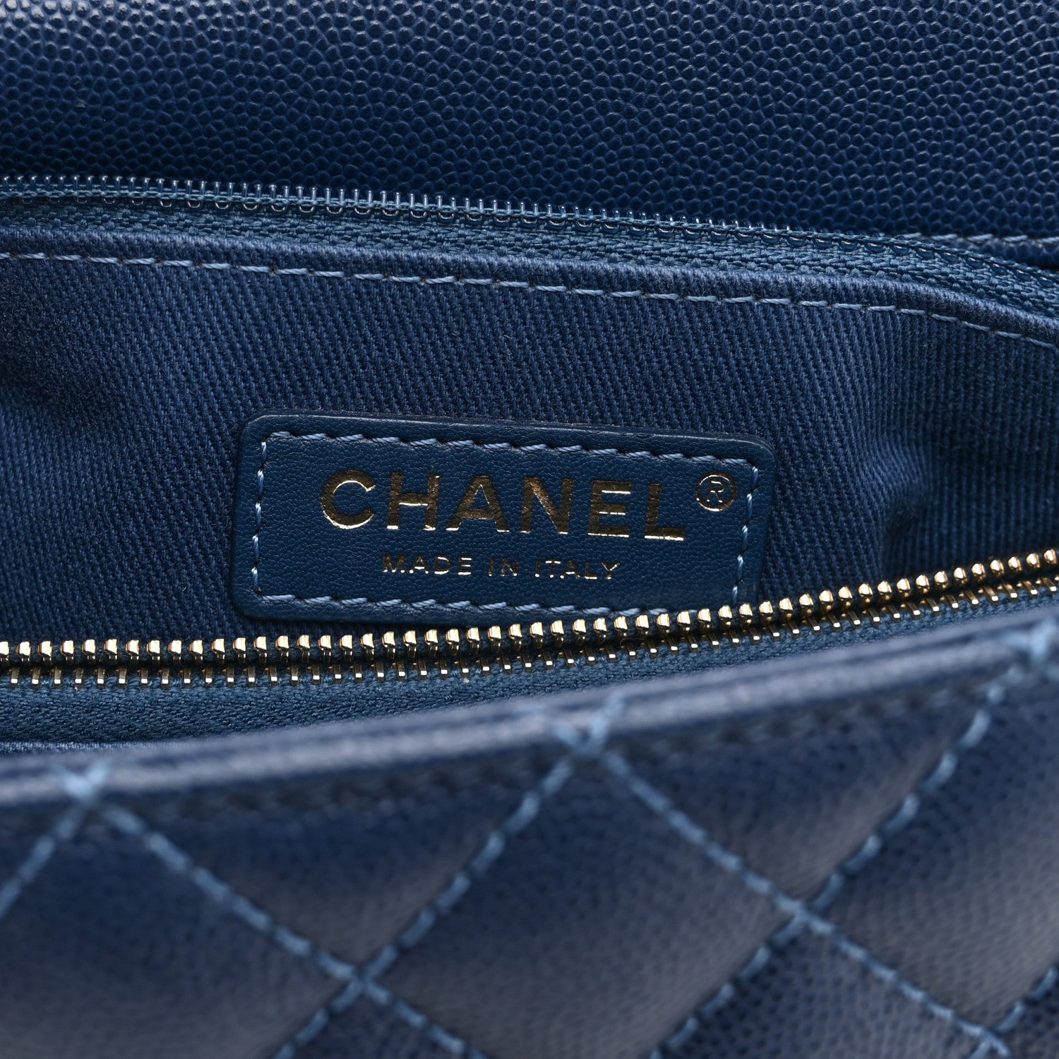 Chanel Caviar Quilted Small Coco Handle Flap Blue 6 of 10