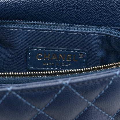 Chanel Caviar Quilted Small Coco Handle Flap Blue 6 of 10