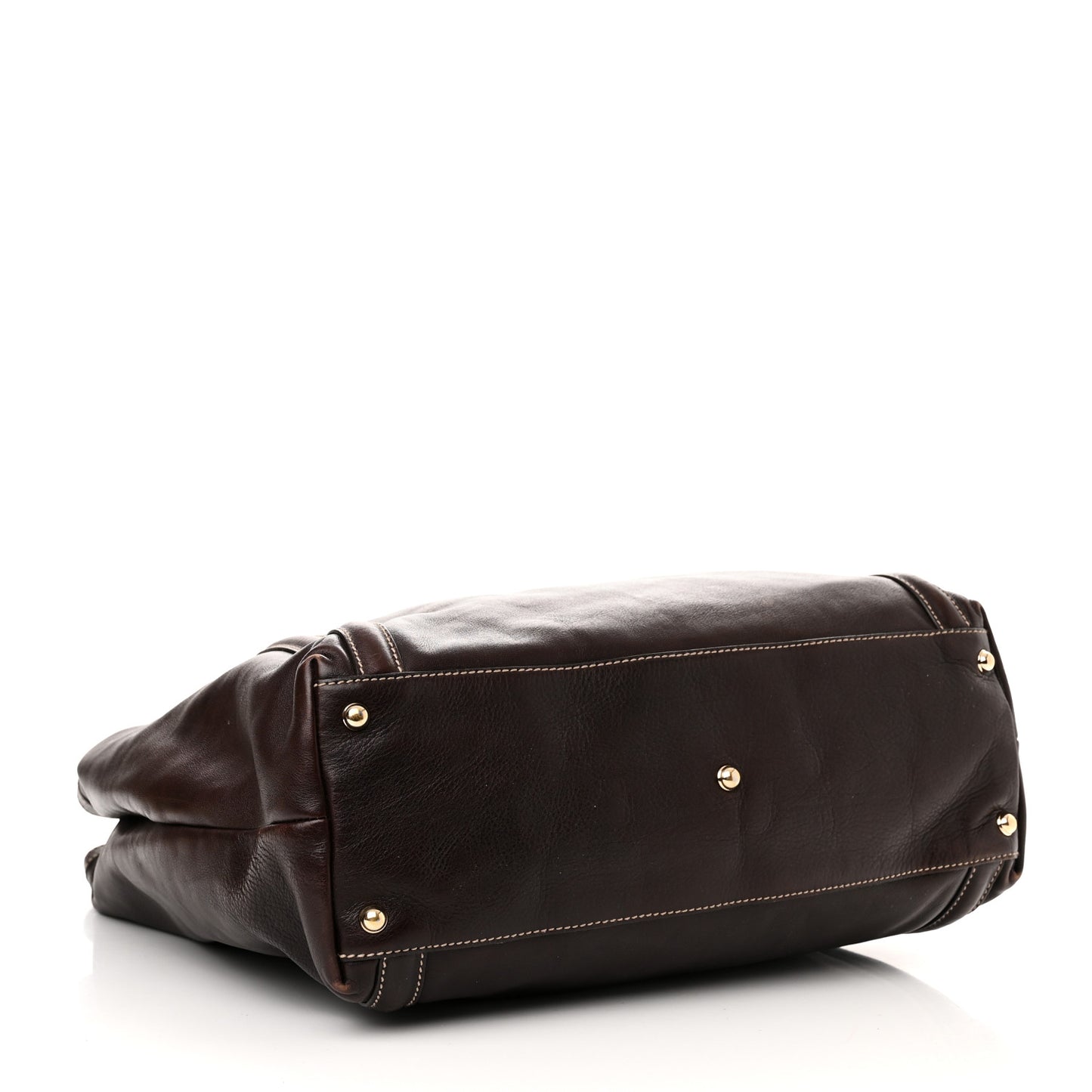 Calfskin Large Britt Shoulder Bag Dark Brown