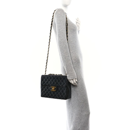Chanel Lambskin Quilted XL Jumbo Single Flap Black 2 of 12