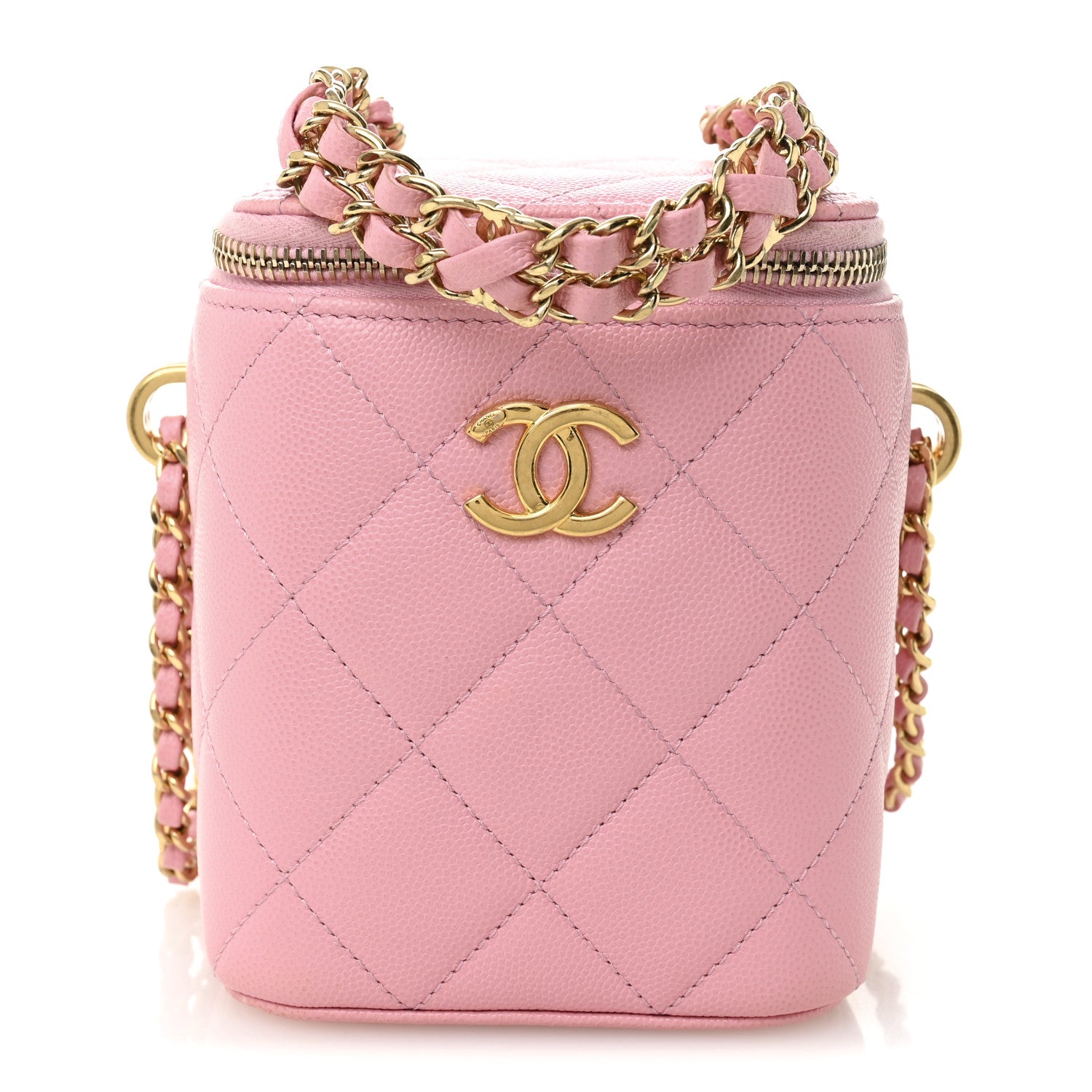 Chanel Caviar Quilted Tiny CC Vanity Case With Chain Pink 1 of 11