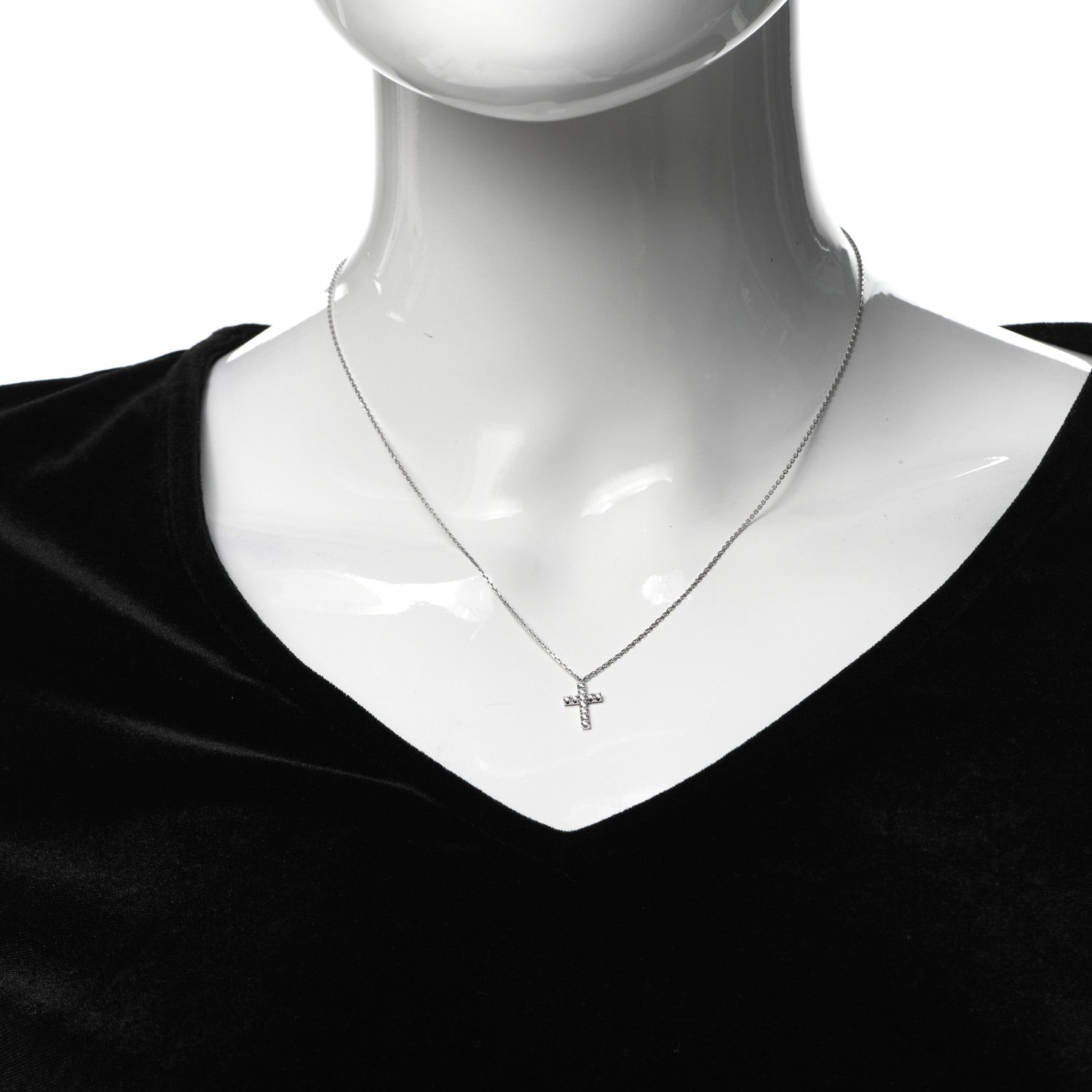 Cartier 18K White Gold Diamond Symbols Cross Pendant Necklace 2 of 7