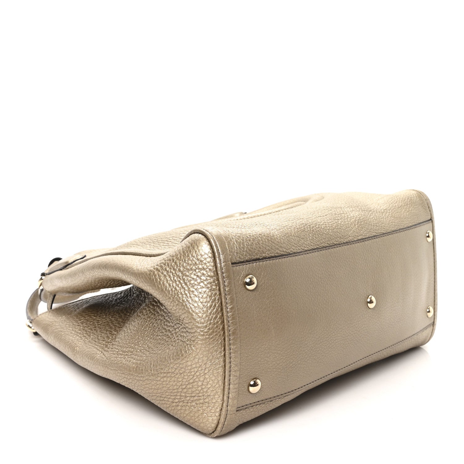 Gucci Metallic Pebbled Calfskin Medium Soho Shoulder Bag Golden Beige 4 of 10