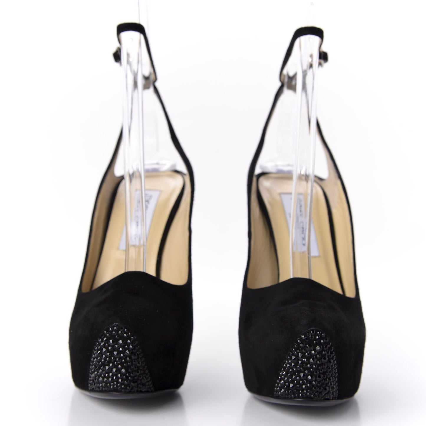 Suede Swarovski Crystal Pumps 36 Black