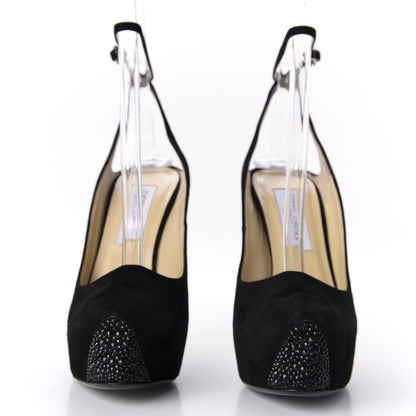 Jimmy Choo Suede Swarovski Crystal Pumps 36 Black 2 of 9
