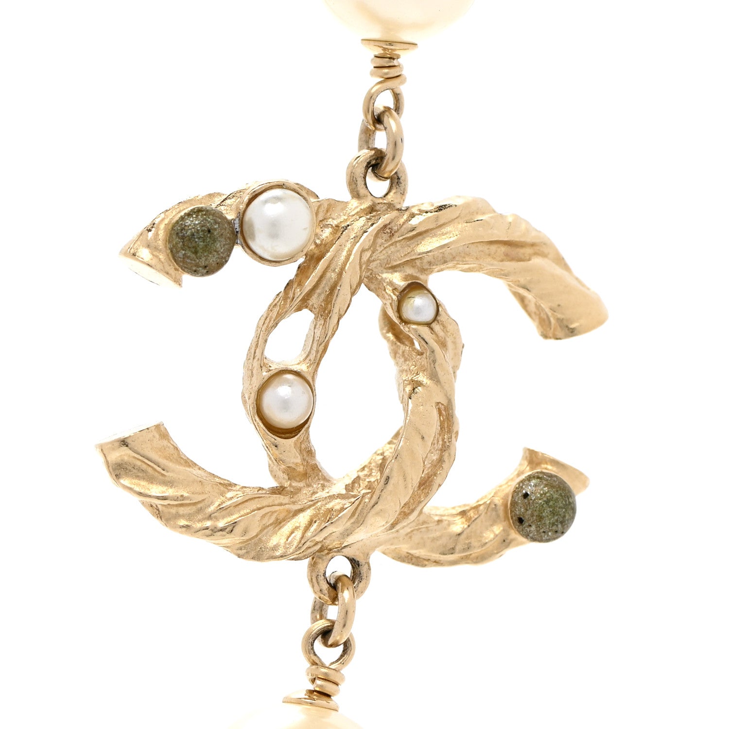 Chanel Pearl Resin Twisted CC Necklace Gold 4 of 6