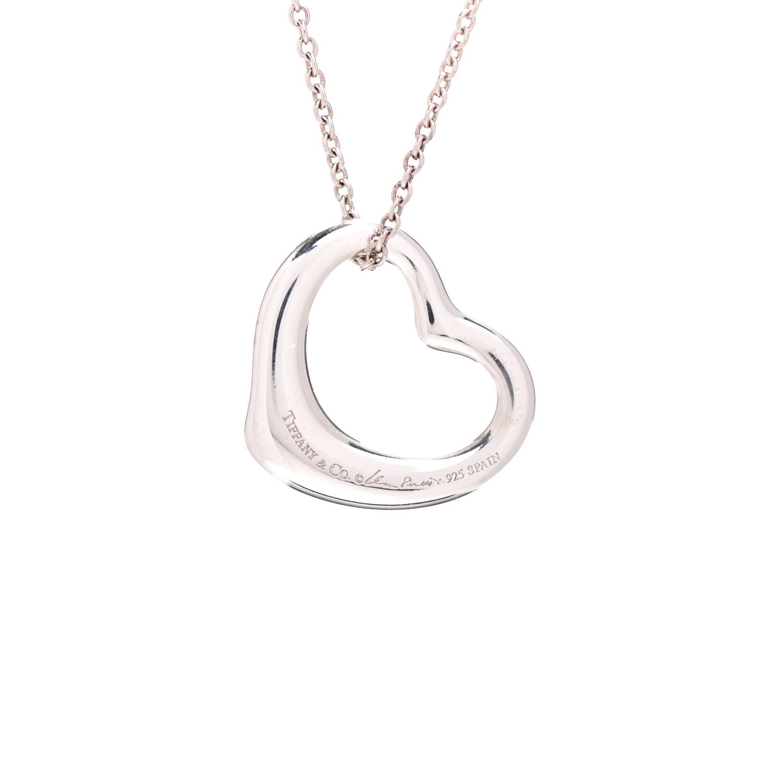 Tiffany Sterling Silver 22mm Elsa Peretti Open Heart Pendant Necklace 4 of 4
