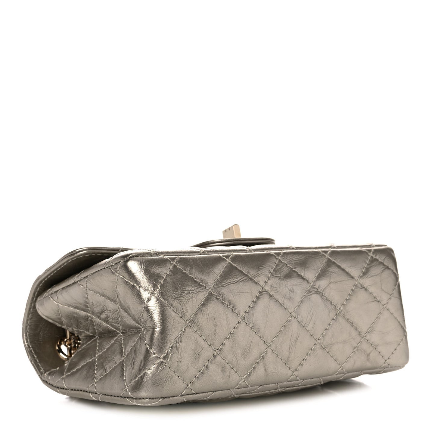 Metallic Aged Calfskin Quilted 2.55 Reissue Mini Flap Light Gold